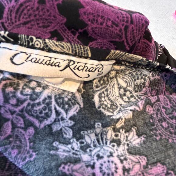 Dark Fairy Purple Multicolor Stretch Short Ruffle Flutter Slv Witchy Whimsy SM - Picture 10 of 10